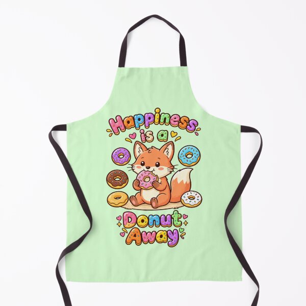 Item preview, 'Happiness is a Donut Away' Little Fox Eating Donut designed and sold by TriStudio.