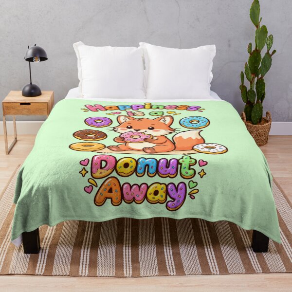 Item preview, 'Happiness is a Donut Away' Little Fox Eating Donut designed and sold by TriStudio.