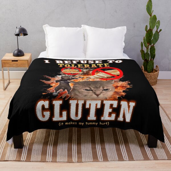 Item preview, i refuse to tolerate gluten funny cat meme designed and sold by FrancineEvans7.