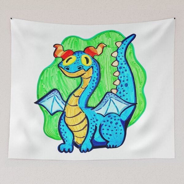 Item preview, Friendly Blue Dragon With Orange Horns designed and sold by Roos-Reijnders.
