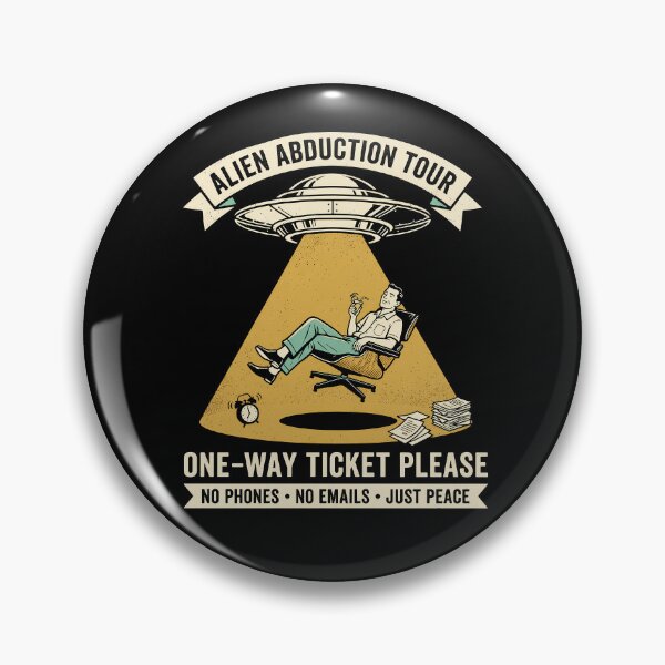 Item preview, Alien Abduction Tour One-Way Ticket – Funny Retro UFO Office Humor designed and sold by Felipe-barg.