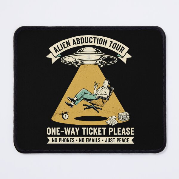 Item preview, Alien Abduction Tour One-Way Ticket – Funny Retro UFO Office Humor designed and sold by Felipe-barg.