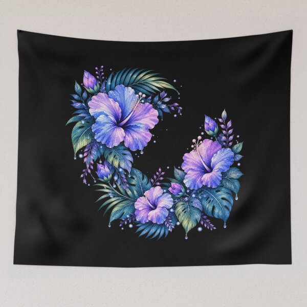 Item preview, Moonlit Hibiscus Garden | Nocturnal Floral Art designed and sold by IamNolmo.