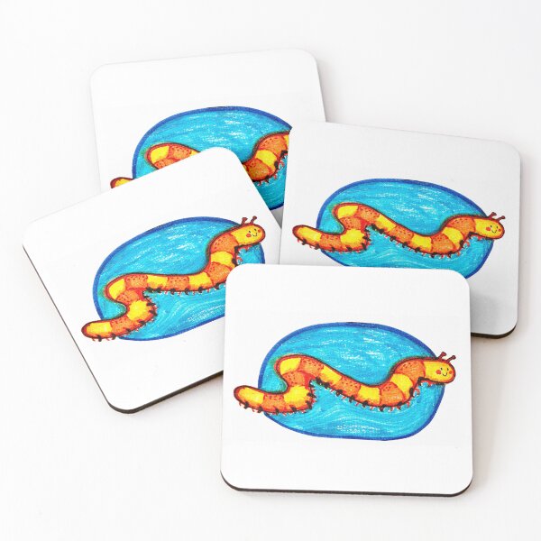 Item preview, Happy Orange Caterpillar On Blue Oval designed and sold by Roos-Reijnders.