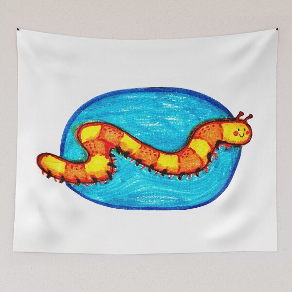 Item preview, Happy Orange Caterpillar On Blue Oval designed and sold by Roos-Reijnders.