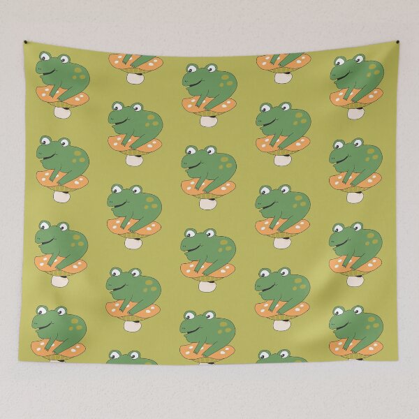 Item preview, Bean the Frog on Toadstool (Yellow) designed and sold by yellowflowerhut.