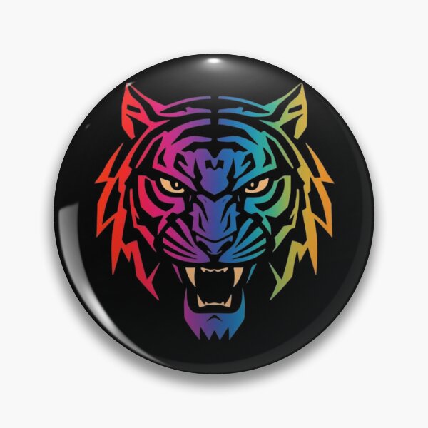 Item preview, Colorful Roaring Tiger Head Vector Illustration With Rainbow Gradient On Black Background designed and sold by KanDa-Shop.