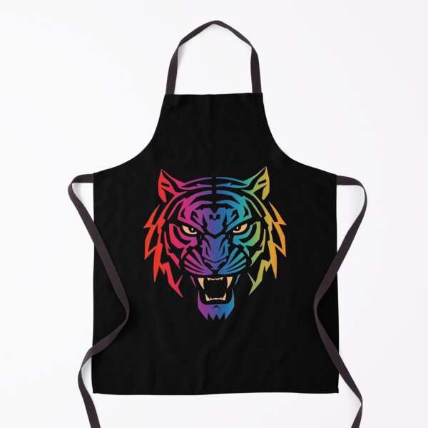Item preview, Colorful Roaring Tiger Head Vector Illustration With Rainbow Gradient On Black Background designed and sold by KanDa-Shop.