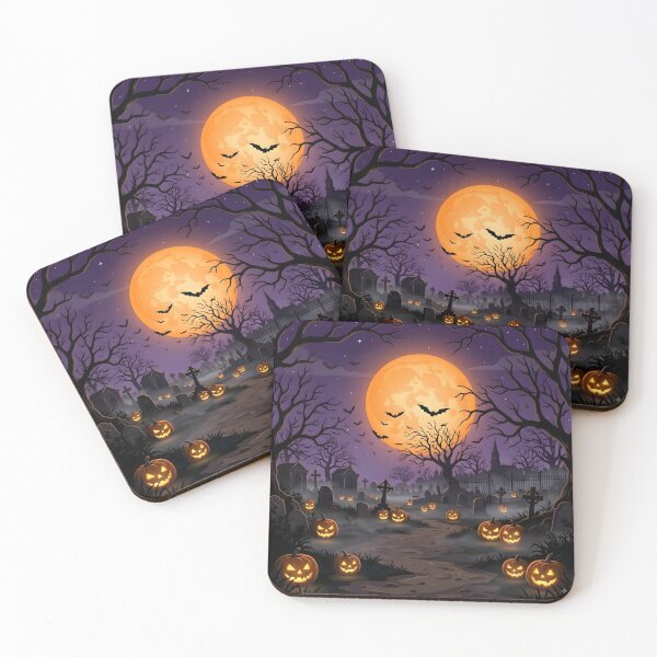 Item preview, Spooky Halloween Graveyard with Glowing Pumpkins designed and sold by Herodestroyer.