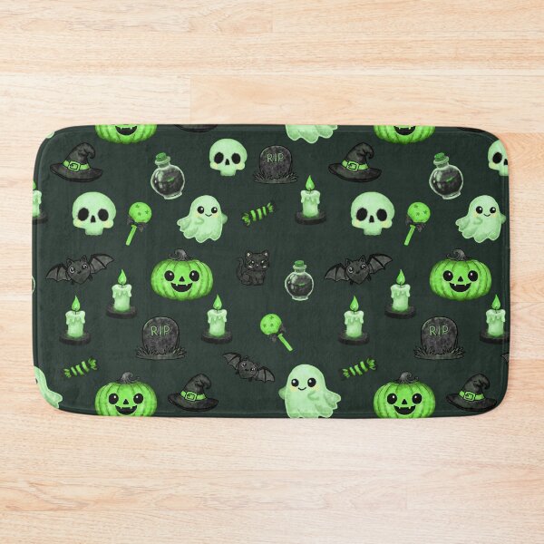 Item preview, Cute Green Spooky Halloween Pattern - Ghosts, Pumpkins, Skulls & Witchy Elements designed and sold by Potattoo.