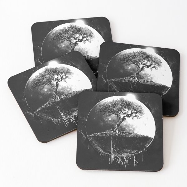 Item preview, Tree of Life Floating Island with Moon Cosmic Surreal Nature Art Design designed and sold by inkoutninja.