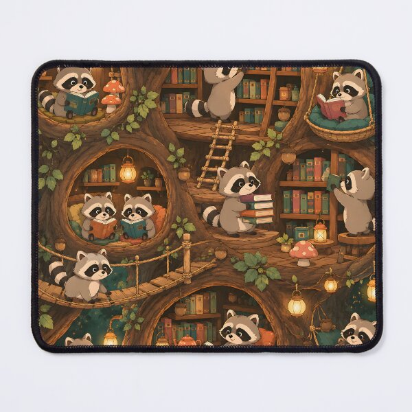 Item preview, Cozy Raccoon Treehouse Library designed and sold by Herodestroyer.