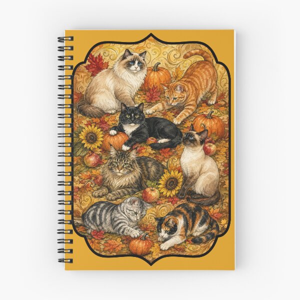 Item preview, Autumn Cats Playing with Pumpkins, Fall Leaves and Sunflowers designed and sold by Lion and Lamb Design.