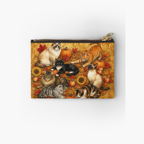 Item preview, Autumn Cats Playing with Pumpkins, Fall Leaves and Sunflowers designed and sold by Lion and Lamb Design.
