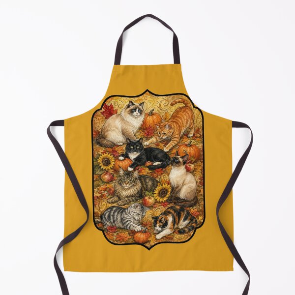 Item preview, Autumn Cats Playing with Pumpkins, Fall Leaves and Sunflowers designed and sold by Lion and Lamb Design.