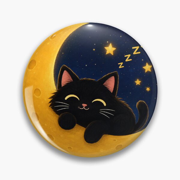 Item preview, Cute Black Cat Sleeping on Crescent Moon – Celestial Night Sky Cat Lover Design designed and sold by AbstractAuraArt.