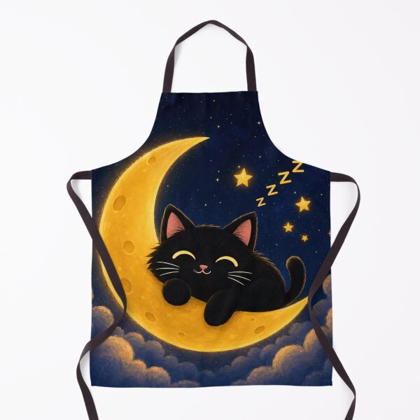 Item preview, Cute Black Cat Sleeping on Crescent Moon – Celestial Night Sky Cat Lover Design designed and sold by AbstractAuraArt.