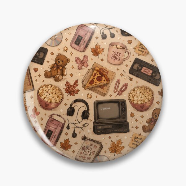 Item preview, Retro 90s Nostalgia and Autumn Cozy Vibes Pattern designed and sold by NinaVibeStudio.