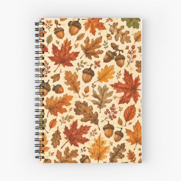 Item preview, Autumn Acorn & Fall Leaves Pattern – Cozy Woodland Botanica designed and sold by RJACreative.