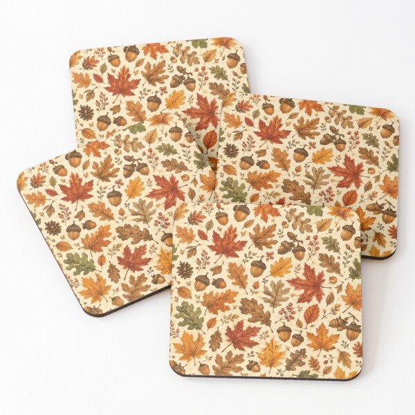 Item preview, Autumn Acorn & Fall Leaves Pattern – Cozy Woodland Botanica designed and sold by RJACreative.