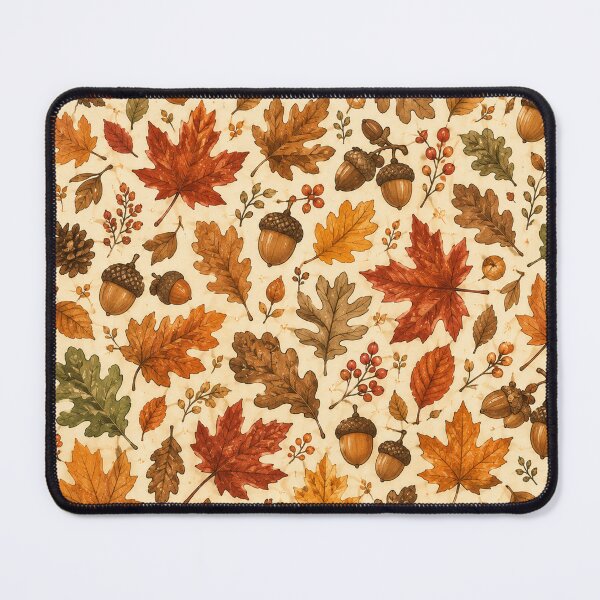 Item preview, Autumn Acorn & Fall Leaves Pattern – Cozy Woodland Botanica designed and sold by RJACreative.