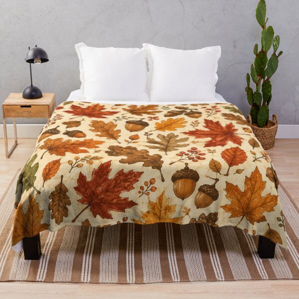 Item preview, Autumn Acorn & Fall Leaves Pattern – Cozy Woodland Botanica designed and sold by RJACreative.