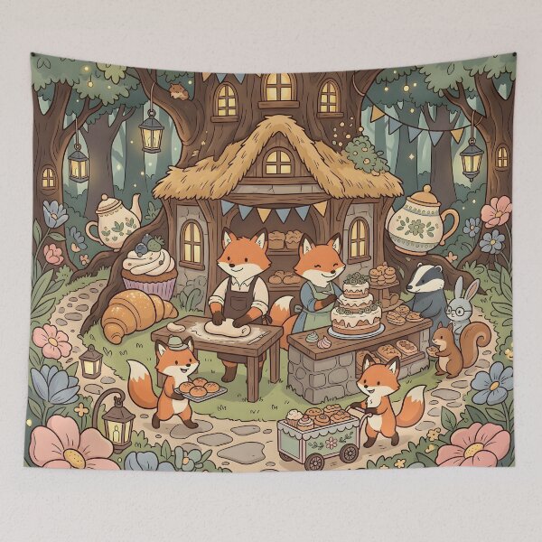 Item preview, Cozy Fox Bakery Tea Party in Woodland Cottage designed and sold by Herodestroyer.