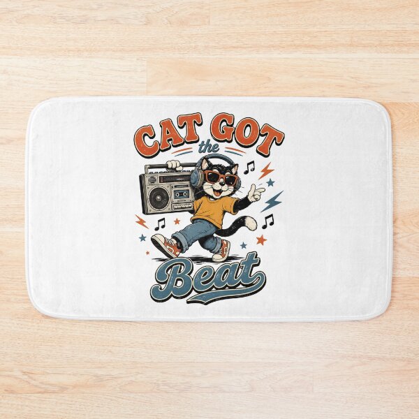 Item preview, Vintage Cartoon Cat With A Boombox Wearing Headphones designed and sold by graphic-genie.