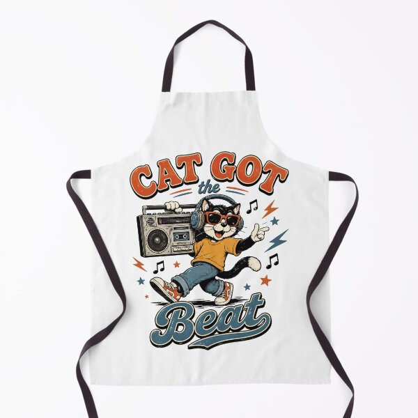 Item preview, Vintage Cartoon Cat With A Boombox Wearing Headphones designed and sold by graphic-genie.