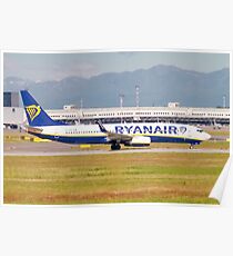 Ryanair Boeing 737-800 Next Gen, (EI-FRI ), ready for take off. at Milan, Italy Poster
