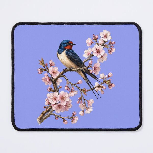 Item preview, Elegant Barn Swallow in Cherry Blossom Wreath - Spring Nature Art designed and sold by Evelashop.