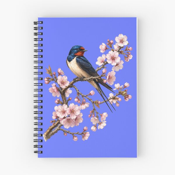 Item preview, Elegant Barn Swallow in Cherry Blossom Wreath - Spring Nature Art designed and sold by Evelashop.