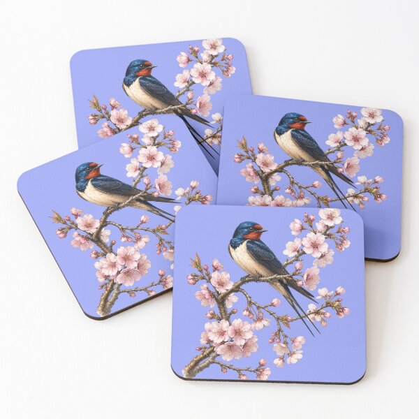 Item preview, Elegant Barn Swallow in Cherry Blossom Wreath - Spring Nature Art designed and sold by Evelashop.