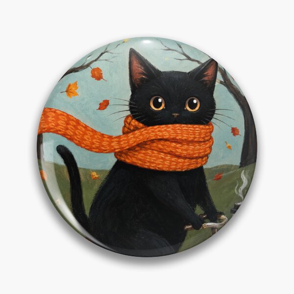 Artikelvorschau, Niedliche schwarze Katze, Herbstfahrrad – Gemütliche Herbstkatze, Kürbiskaffee entworfen und verkauft von AbstractAuraArt.