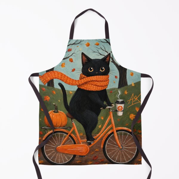 Item preview, Cute Black Cat Autumn Bicycle – Fall Cat Pumpkin Coffee Cozy Season designed and sold by AbstractAuraArt.