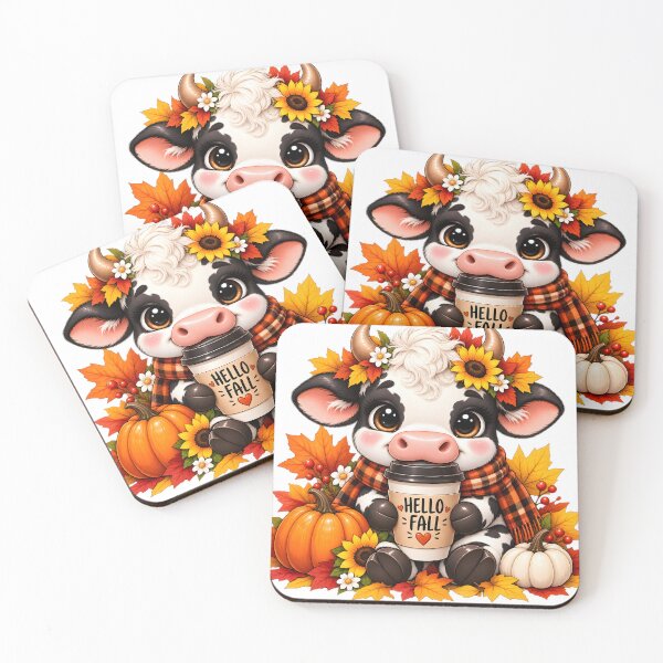 Item preview, Cute Hello Fall Cow with Pumpkins designed and sold by TinyWeird.