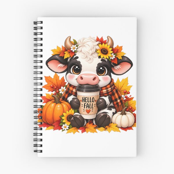 Item preview, Cute Hello Fall Cow with Pumpkins designed and sold by TinyWeird.