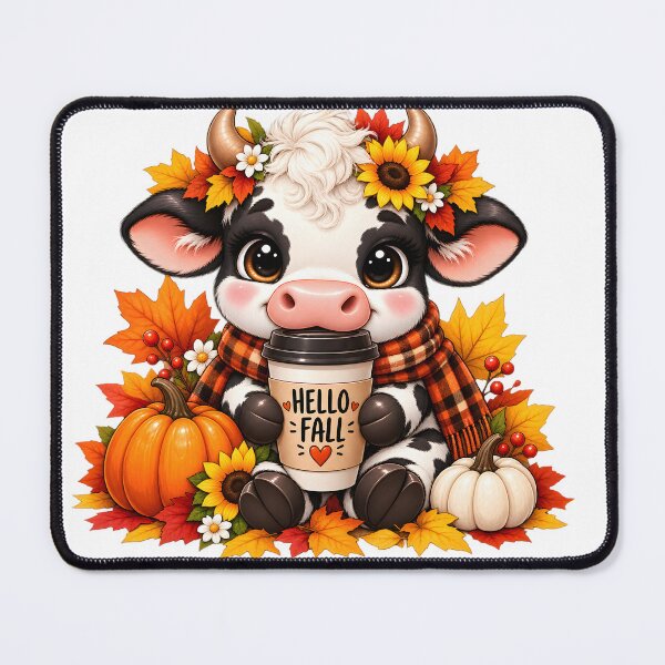 Item preview, Cute Hello Fall Cow with Pumpkins designed and sold by TinyWeird.