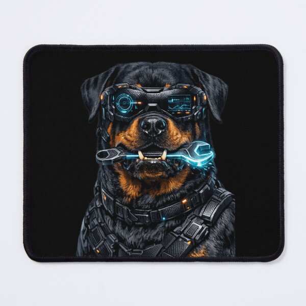Item preview, Cybernetic Rottweiler with Neon Wrench designed and sold by teemix.