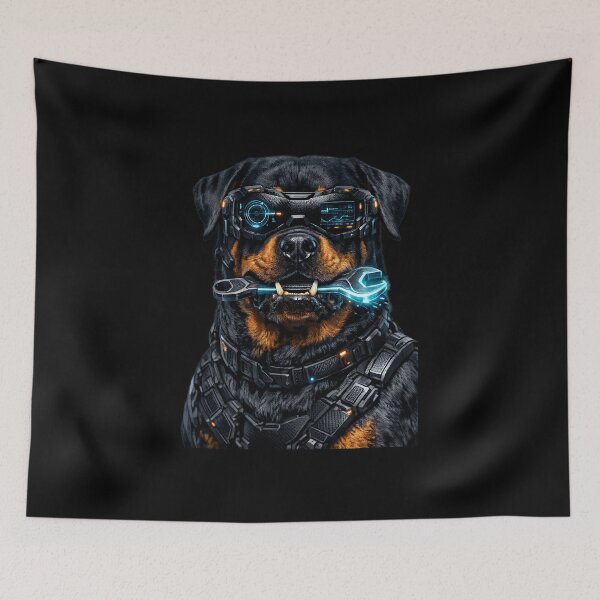Item preview, Cybernetic Rottweiler with Neon Wrench designed and sold by teemix.