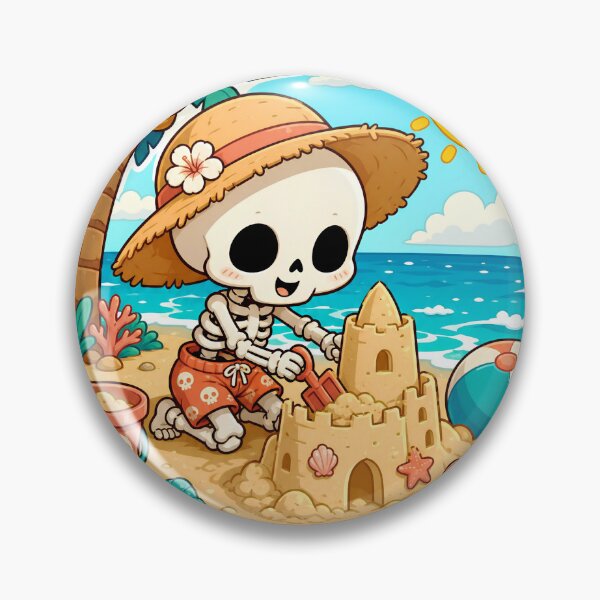 Item preview, Cute Skeleton Building Sandcastle - Summerween Beach Summer Horror designed and sold by Knacky Print.