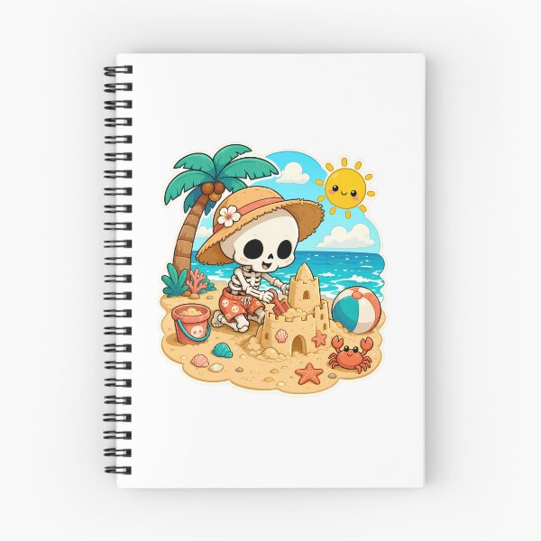 Item preview, Cute Skeleton Building Sandcastle - Summerween Beach Summer Horror designed and sold by Knacky Print.