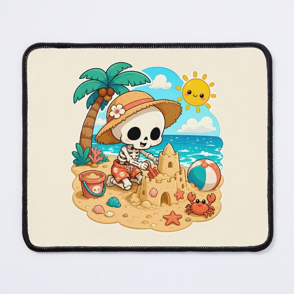 Item preview, Cute Skeleton Building Sandcastle - Summerween Beach Summer Horror designed and sold by Knacky Print.