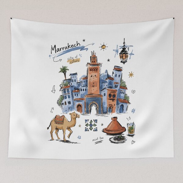 Item preview, Cute Koutoubia Mosque Marrakech Doodle Art v2 designed and sold by RamyGallery.