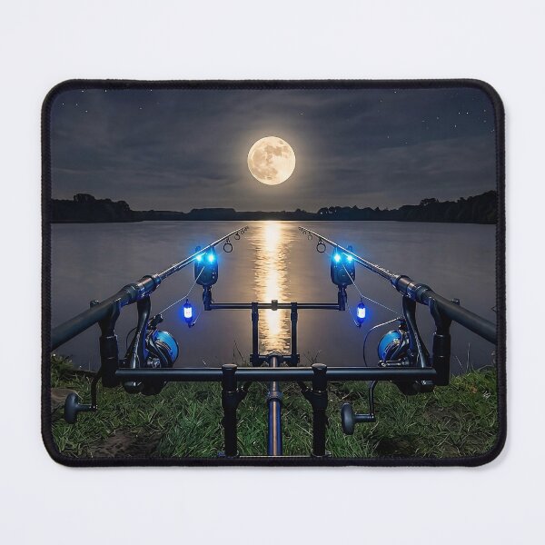 Item preview, Night Session Blue Glow Carp Fishing - Premium Jigsaw Puzzle Art designed and sold by GeekAnglerStore.