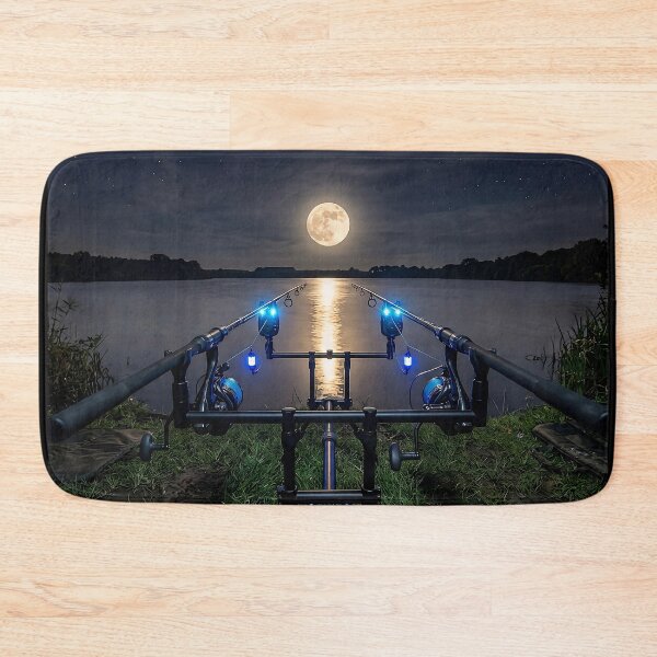 Item preview, Night Session Blue Glow Carp Fishing - Premium Jigsaw Puzzle Art designed and sold by GeekAnglerStore.