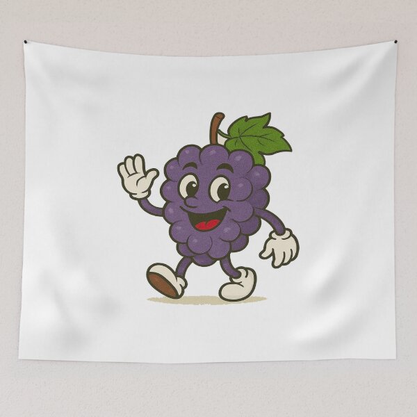 Item preview, Cute Waving Grape Mascot designed and sold by zerostantrumla.