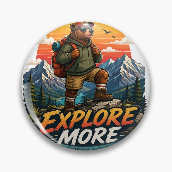 Item preview, Explore More Worry Less Hiking Bear  designed and sold by Jaideep Walia.