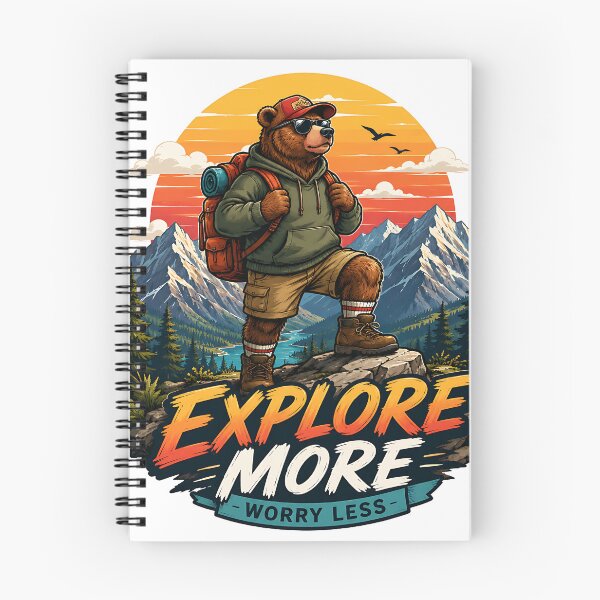 Item preview, Explore More Worry Less Hiking Bear  designed and sold by Jaideep Walia.