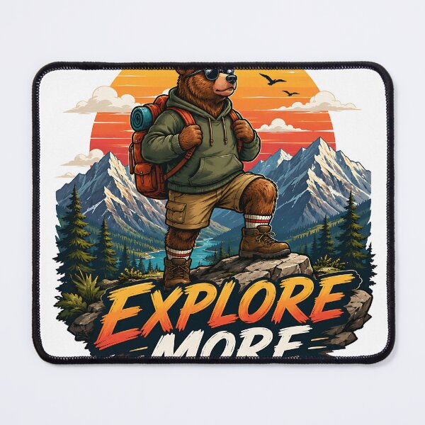 Item preview, Explore More Worry Less Hiking Bear  designed and sold by Jaideep Walia.